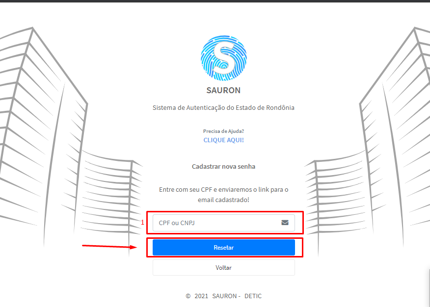 Cadastrar nova senha  Superintendência Estadual de Tecnologia da